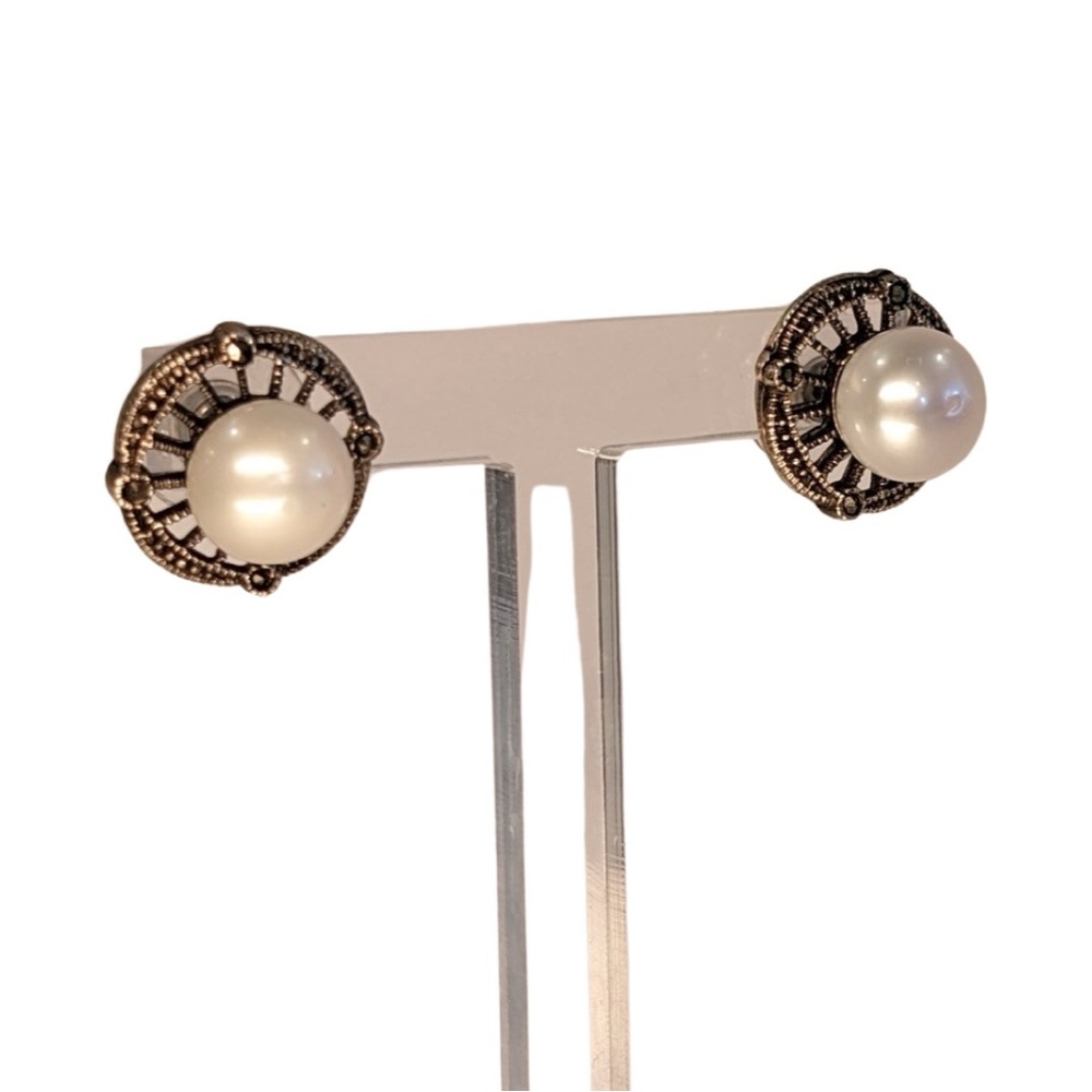 Pearl and Marcasite Earrings